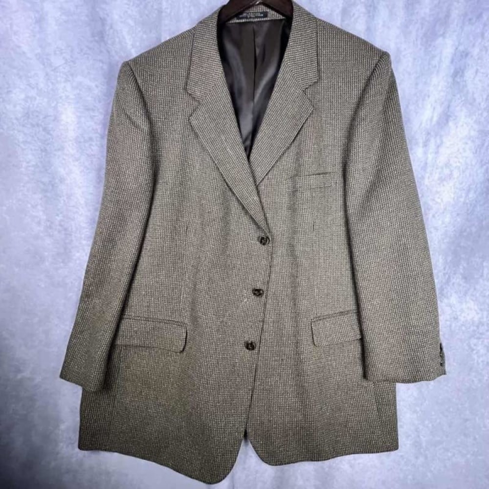 Petrocelli Men's Brown Houndstooth Wool Blazer Fits 46 - See measurements‎